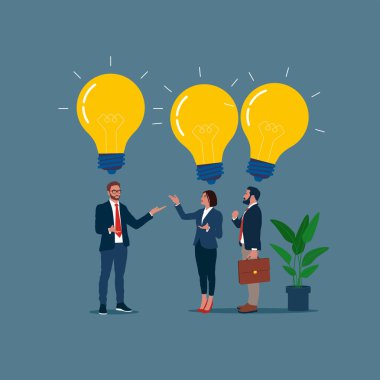 business people with light bulbs vector illustration design