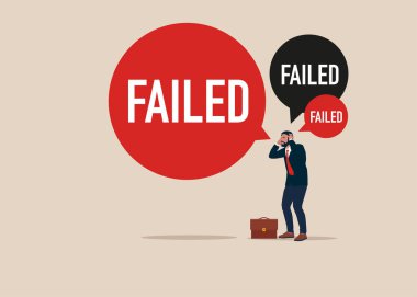  Destansı başarısızlık. İş başarısızlığından sonra, krizden bitkin ya da tükenmiş, yeni bir fikir ya da ilham yok. Finansal kriz ve küresel ekonomik para sorunu. Düz modern vektör illüstrasyonu