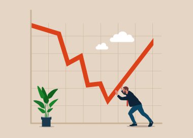 işadamı ve finansal tablo, düz vektör tasarımı  