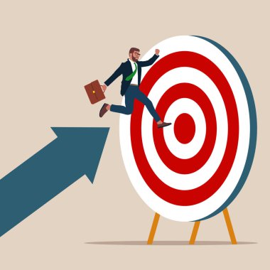Businessman into target. Business successful and Achievement. Flat vector illustration
