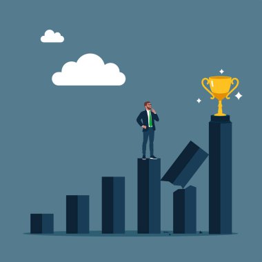 Ödül ve grafik sahibi iş adamı, düz vektör tasarımı