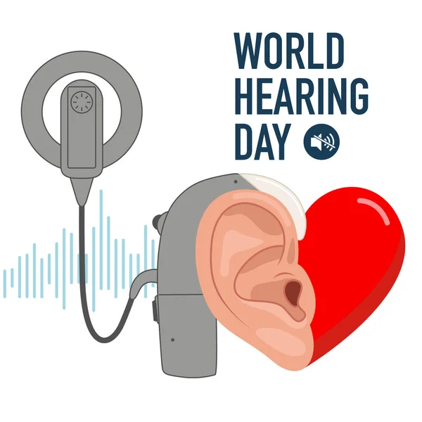 Modern Vector Illustration Flat Style World Hearing Day Cochlear Implant — Vetor de Stock