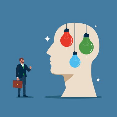 Zeki insanlar, ilham ve motivasyon. Yaratıcı düşünce. Düz biçimli modern vektör illüstrasyonu.
