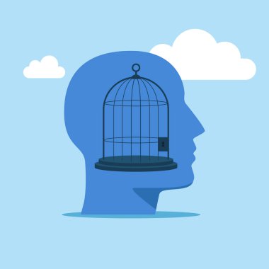  Boş üzgün benlik korkusu stres suistimali fobisi. Yalnız kapalıyız. Düz vektör illüstrasyonu