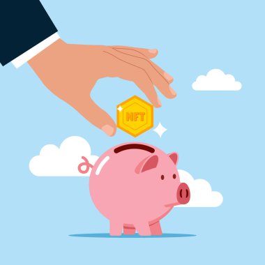  NFT hatıra konsepti. Zenginlik yönetimi. Vektör illüstrasyonu           