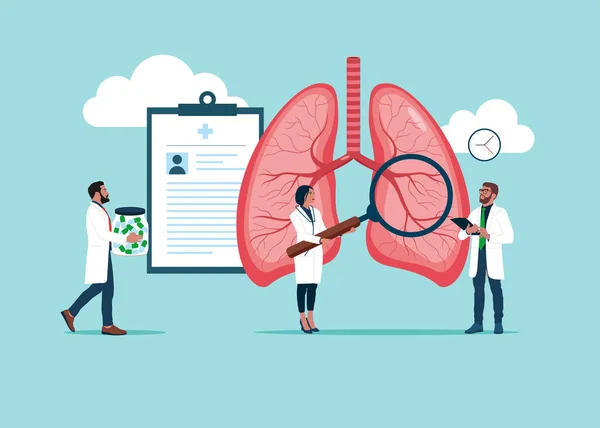 Pulmones Humanos Sistema Respiratorio Examen Tratamiento Del Sistema Respiratorio Anatomía — Vector de stock