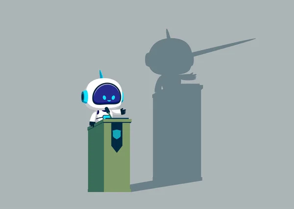 Uzun Burunlu Yapay Zekaya Sahip Robot Sahte Haberlerden Bahsediyor Robot — Stok Vektör