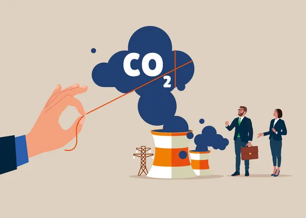 Manteniendo Tirando Del Carbono Reduciendo Nivel Co2 Detener Contaminación Atmosférica — Archivo Imágenes Vectoriales