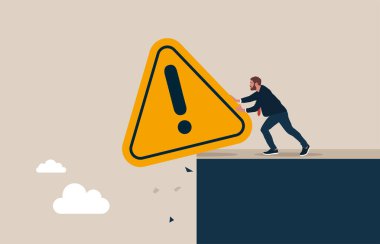 Ünlem işaretinden kurtul. Olay yönetimi, kök sebep analizi veya problem çözme, risk veya kritik başarısızlık kavramını tanımla. Vektör illüstrasyonu