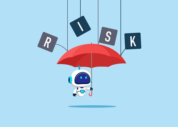 Робот Красным Зонтиком Защищает Риска Защита Безопасность Опасность Защита Идея — стоковый вектор