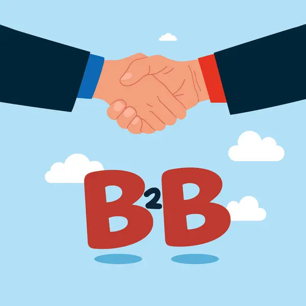 Handshake to agree business deal on alphabet B2B. B2B business to business marketing. Vector illustration
