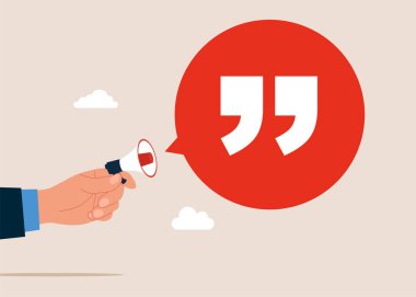 Konuşma yapmak için. Alıntı, mesaj, duyuru sembolü. Vektör illüstrasyonu.