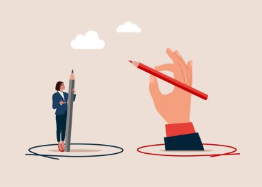 Daire çizerek mesafeyi koru. Erişimi sınırlamak için çalışma sınırı. Vektör illüstrasyonu.