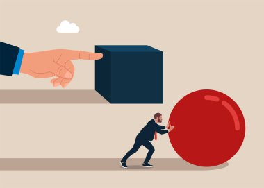 Rekabetçi küreyi itiyor. Arkalarında ağır yükler var. Zafere doğru. Strateji kazanma konsepti.