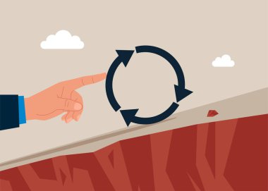 Kariyer gelişimi. Tutarlılık çemberi sembolünü yokuş yukarı itmek tüm gayretimle. İş stratejisi sürekli olarak yapılan işi yerine getirmek.