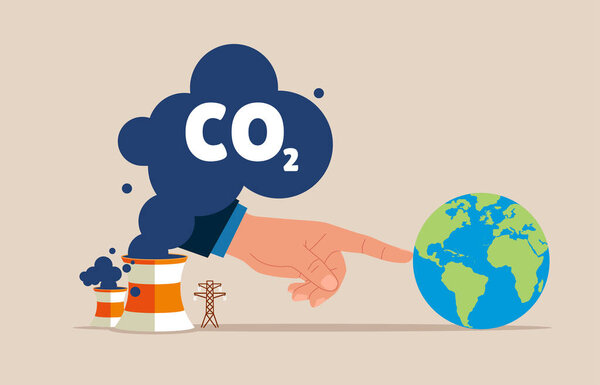 CO2 emission. Trying to save planet earth from climate change. Vector illustration