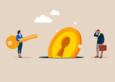 Bozuk para deliği çukura düştü. Yatırım fırsatlarına geçiş. Düz biçimli modern vektör illüstrasyonu