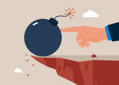 Tehlikeli bir durum. Depresyon ve endişe, gerilimi azaltmak ve huzurlu bir hayat kurmak. Vektör illüstrasyonu