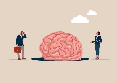 Beyin çukura düştü. Yanıp kül olsun ya da olmasın. Düz vektör illüstrasyonu