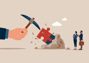 Yap-bozu ara. İşbirliği, ortaklık, iş, yatırım. Vektör illüstrasyonu