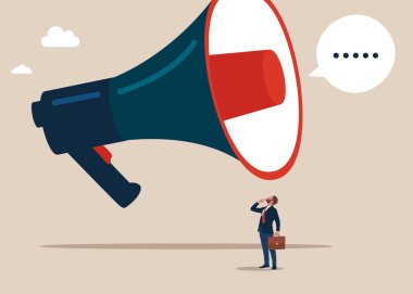 Propaganda çok pahalıya mal oluyor. Büyük hoparlör yükseliyor. Düz vektör illüstrasyonu