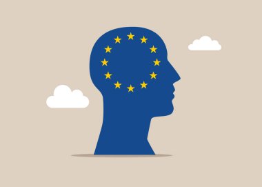 Avrupa Birliği 'nde bütünleşme. Düz vektör illüstrasyonu