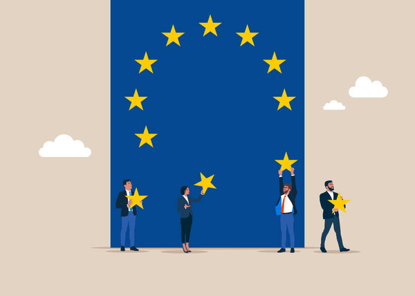 Introduction in European Union or EU Exit. European Commission. Flat vector illustration