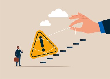 El, yüksek ünlem, dikkat, merdiven tabelası. Vektör illüstrasyonu. 