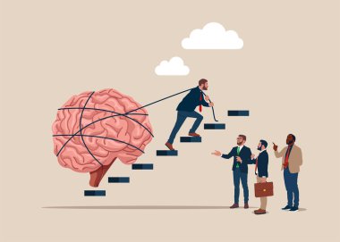 Elim ağır serebrumu yukarı çekiyor. Vektör illüstrasyonu. 