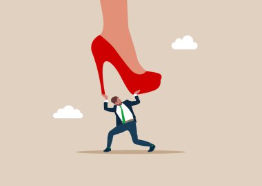 İşçi direnişi. Adam zihinsel sorunlarla ve stresle yüzleşip direniyor. Ekonomik durgunluktan kurtulma. Feminizm, eşitsizlik. Cinsiyet farkı. Düz vektör illüstrasyonu