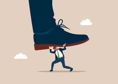 İşçi direnişi. Adam zihinsel sorunlarla yüzleşip direniyor, patronunkiyle stres yapıyor. Düz vektör illüstrasyonu