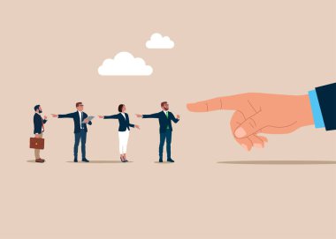 Çatışma, suçlama, iftira. Meslektaşlar arasındaki anlaşmazlık, fikir ayrılığı, anlaşmazlık, çatışma. Düz vektör illüstrasyonu