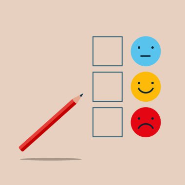 Akıl sağlığını kontrol ediyorum. Endişe ve mutluluk. Modern düz vektör illüstrasyonu.