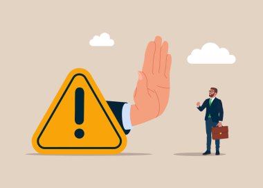 Önemli bir haberim var. Sorunu çözmek, riski ya da kritik başarısızlık kavramını tanımlamak. Ünlem işareti ellerde. Vektör illüstrasyonu