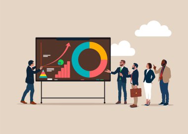 İş semineri ya da eğitmen. Düz vektör illüstrasyonu