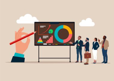 Sunum panosuna yazılıyor, düz vektör illüstrasyonu izole edildi. 