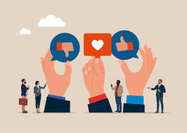 İletişim. Sosyal medya müşteri geri bildirim incelemesi. Düz vektör illüstrasyonu.