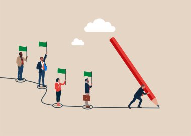 Yol haritası. Çalışma akışı ve proje ilerlemesi. Düz vektör illüstrasyonu.