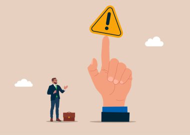 Kol parmağı dikkat çekme işareti. Sorun çözülüyor. Düz vektör illüstrasyonu