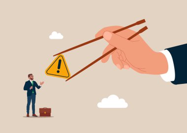 Gamma kolu parmakları yemek çubuklarını ünlem işareti ile tutuyor. Kök analize neden olur ya da problemi çözer. Düz vektör illüstrasyonu