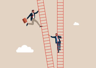 Profesyonel lider için birbiriyle rekabet eden iki iş adamı. Ezik hile rekabeti ve sahtekarlık. İş, maaş, profesyonel fırsat konsepti. Vektör