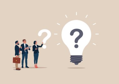 Seçim ikilemi çözümü. Çözüm problemi, zor soruya cevap ya da yenilik iş başarısına yardımcı olur. Düz vektör illüstrasyonu