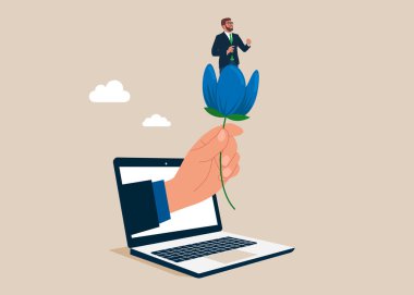 Örgütteki insanların işbirliği. Kariyerinde gelişim var. Düz vektör illüstrasyonu