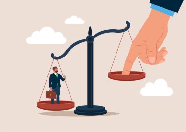 Hukuk danışmanları. Adaletin terazisini değiştir. Düz vektör illüstrasyonu