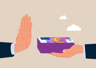 Rüşvet yoluyla para transferi yapan yolsuzlukla mücadele sahnesi. Düz vektör illüstrasyonu