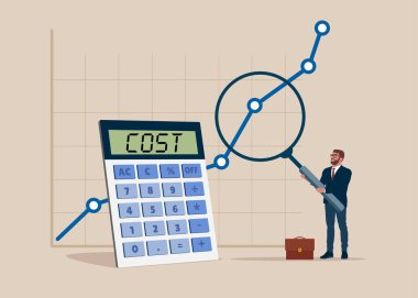 Pazar verilerindeki detaylar. Borsa veri analizi. İş stratejileri hesap makinesiyle harita analizinde. Düz biçimli modern vektör illüstrasyonu