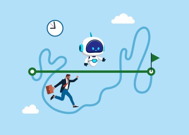 İş adamları akıllı robotlarla kolay yoldan ve zor yoldan yarışır. İş başarısı ya da zor yol ve engel kazanmak için kolay ya da kısa yol.