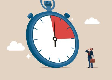 Son teslim tarihi, zamanlayıcı ve dakiklik, kronometre süresi, optimizasyon ve verimlilik. Aciliyet hissi, öncelikli görevlere verilen tepkiler. Düz vektör illüstrasyonu