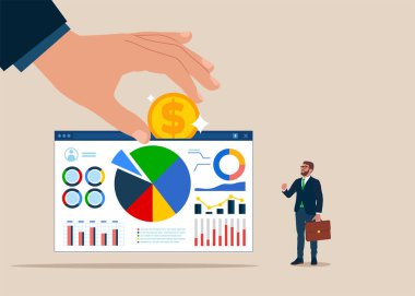 Tarayıcı olarak yazı tura atıyorum. Analitik ve izleme konsepti. Grafik ve grafiği analiz et. İş veri analizi araştırma ve yatırım planlamasını finanse ediyor. Düz vektör illüstrasyonu