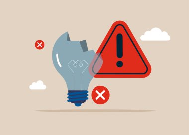 Ampulü patlamış. Finansal kriz ve küresel ekonomik para sorunu. İş başarısızlığından sonra, krizden bitkin ya da tükenmiş, yeni bir fikir ya da ilham yok. Düz vektör illüstrasyonu